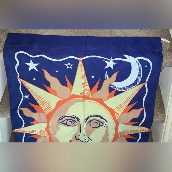 GROOVY, SUN, MOON & PLANETS. BOHO GARDEN FLAG. - Picture 2 of 8